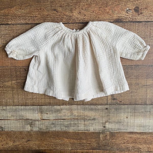 Harbour Light Tan Gauze Cotton Long Sleeve Top- Size 6-12M Online Sale