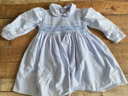 Carriage Boutiques Blue Gingham Smocked Bow Dress- Size 18M Online Sale