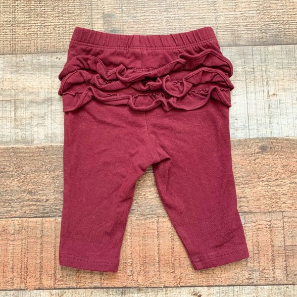 Old Navy Burgundy Ruffle Bottom Leggings- Size 0-3M For Discount