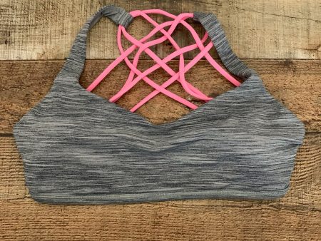 Lululemon Grey Heathered Hot Pink Criss Cross Back Padded Sports Bra- Size 8 Online now