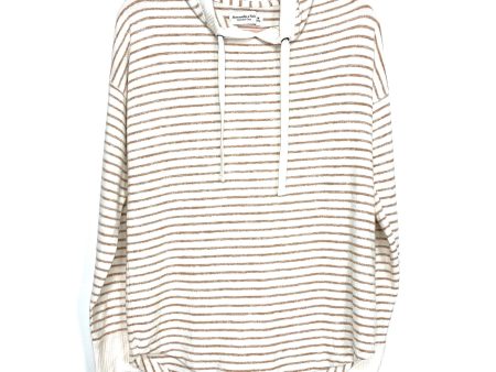 Abercrombie & Fitch White Tan Striped Soft A&F Cozy Hoodie- Size M Online