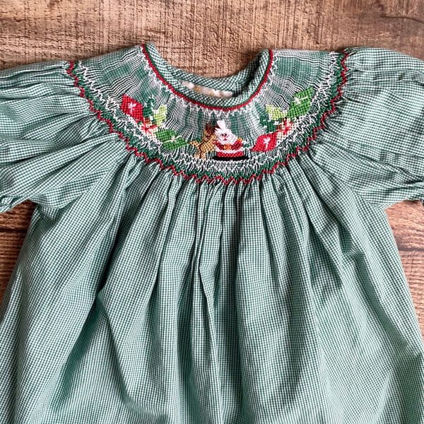 Rosalina Collections Green Smocked Christmas Dress- Size 18M Cheap