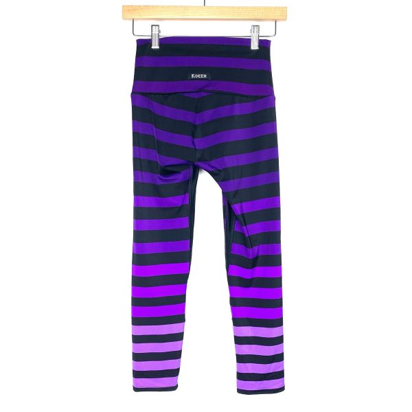 K-Deer Purple Shades Black Strip High Waisted Leggings-Size S (Inseam 20 ) Supply