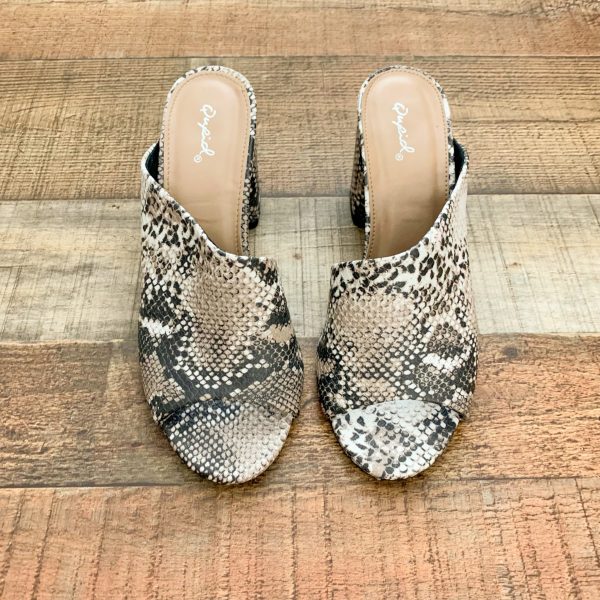 Qupid Animal Print Open Toe Block Heel Sandals- Size 7.5 (In Good Condition!) on Sale