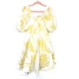 Chicwish White Yellow Smocked Puff Sleeve Dress NWT- Size ~S (See Notes) For Sale