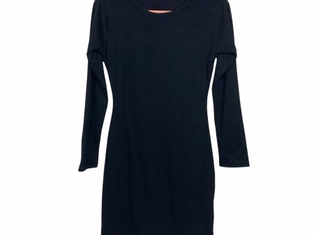 No Brand Black Ribbed Long Sleeve Dress- Size M For Discount