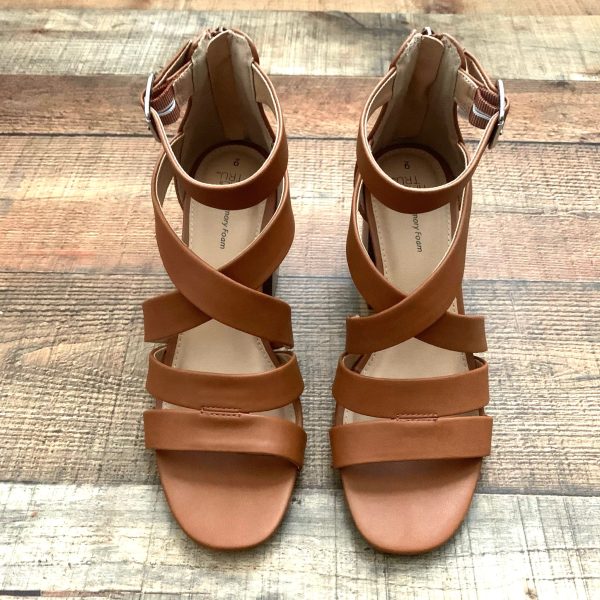 Time And Tru Cognac Chunky Heel Sandal- Size 9 (Great Condition) Discount