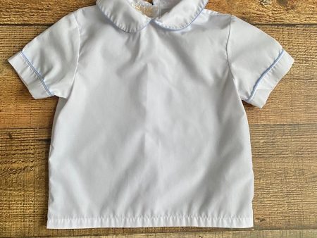 Sir John White Blue Trim Button BackShirt- Size 2T Hot on Sale