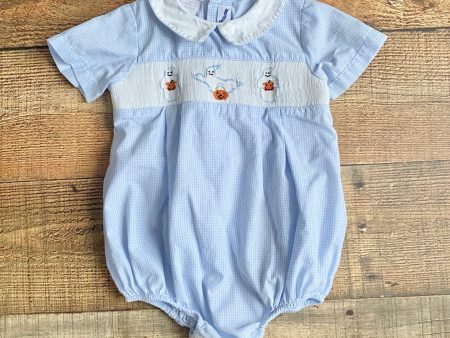 Silly Goose Hand Smocked Ghost Gingham Romper- Size 18M For Cheap