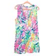 Lilly Pulitzer Neon Print Smocked Neck Gold Button Front Sleeveless Dress- Size XL Online now