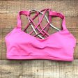 Lululemon Pink With Pink Animal Print Blue Straps Padded Sports Bra- Size 8 Online Sale