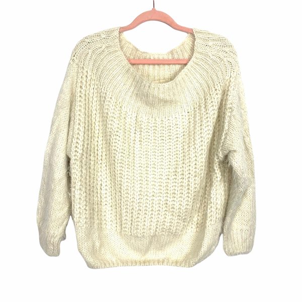 Dreamers Cream Fuzzy Boatneck Sweater- Size XL Online Hot Sale