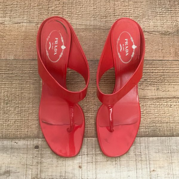 Prada Red Heel Sandals- Size 38.5 (US 8.5) see notes Online Hot Sale