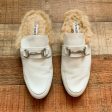 Steve Madden Jill White Leather Faux Fur Mules- Size 8 Hot on Sale