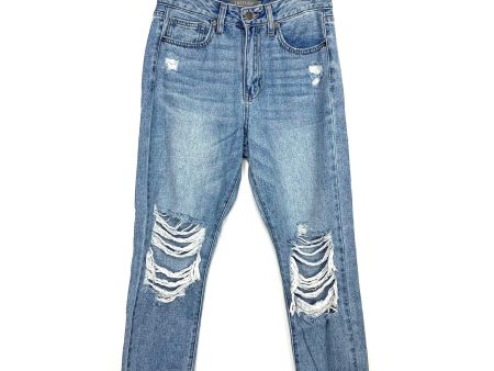 JustUSA Light Wash Distressed Jeans- Size 4 (Inseam 24.5  when cuffed as pictured) Online Sale