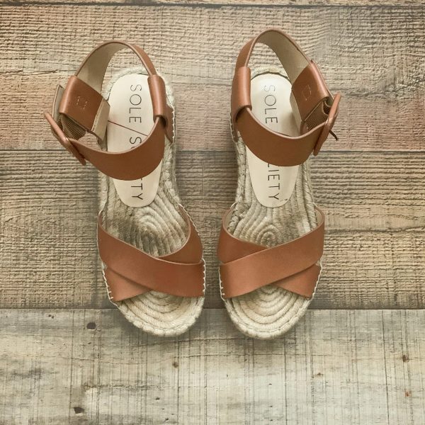 Sole Society Cognac Espadrille Sandals- Size 7 Cheap