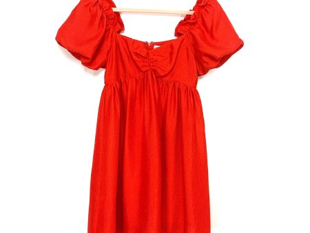 English Factory Red Puff Sleeve Babydoll Dress- Size XS Sale