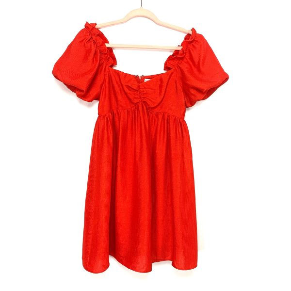 English Factory Red Puff Sleeve Babydoll Dress- Size XS Sale