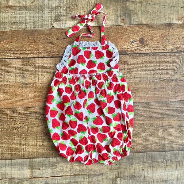 Poppy and Hen Strawberry Halter Romper- Size ~12M Online now