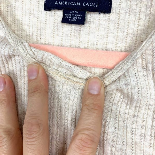 American Eagle Cream Ribbed Belted Sweater Dress- Size L (see notes) For Sale