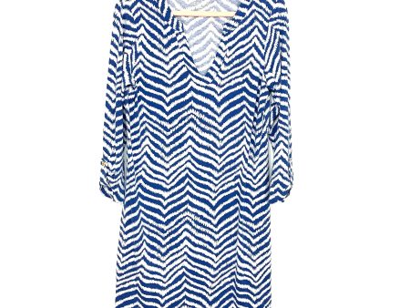 Lilly Pulitzer Indigo Zebron Rossmore V-Neck Pima Cotton T-Shirt Dress- Size L For Discount