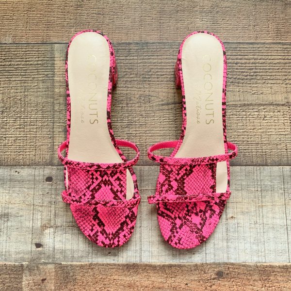 Coconuts By Matisse Pink Snakeskin Print Faux Leather Low Heel Sandals NWOT- Size 9 Discount