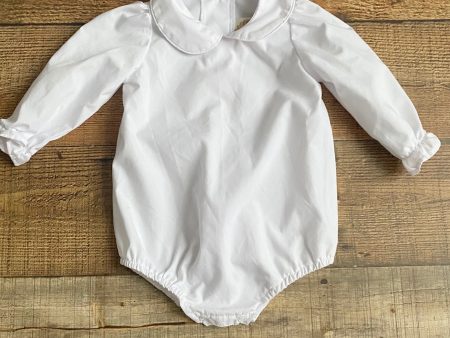 The Beaufort Bonnet Company White Collared Long Sleeve Onsie Top- Size 12-18M For Sale