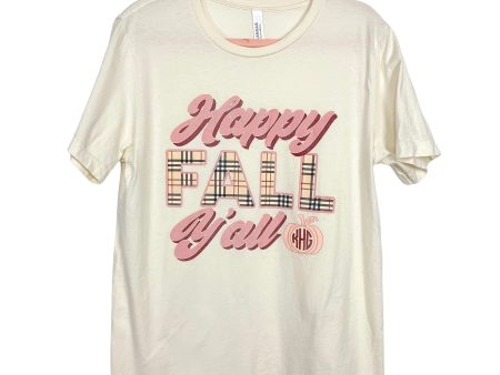 Bella + Canvas Happy Fall Y all Monogrammed KHG Tee- Size L Discount