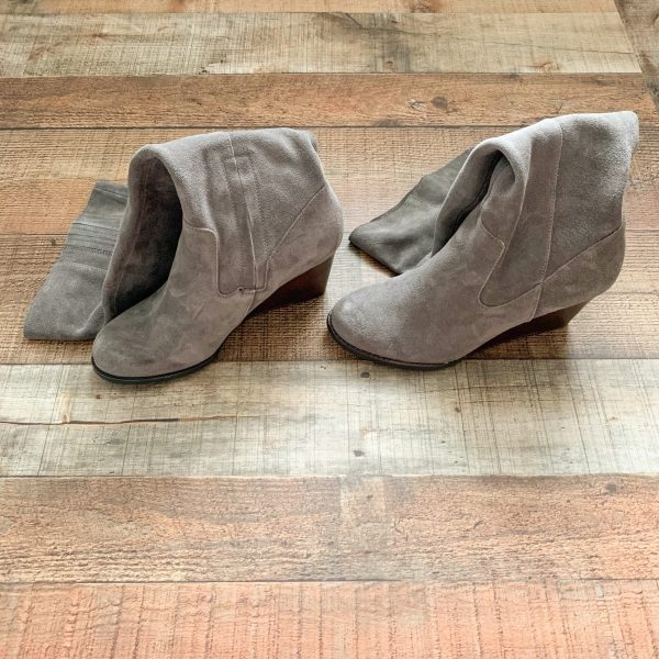 Sole Society Grey Suede Platform Wedge Heel Boots- Size 9 For Sale