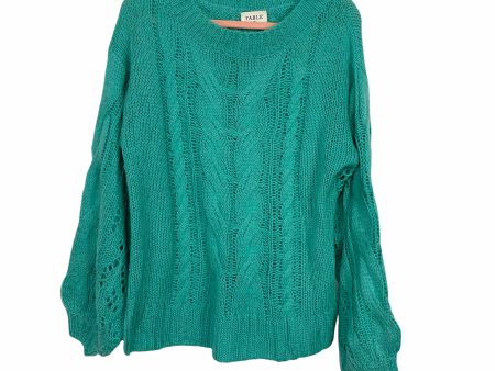 Fable Turquoise Cable Knit Bubble Sleeve Sweater- Size S M Online now