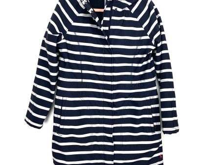 Joules Navey and White Striped Fleece Lined Hooded Rain Jacket- Size 8 (color sold out online) on Sale