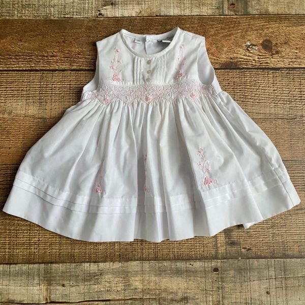 Friedknit Creations White Embroidered Dress- Size 3M Online Hot Sale