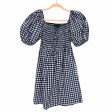 Gibson Look Navy Gingham Smocked Bodice Babydoll Dress- Size XXS For Cheap