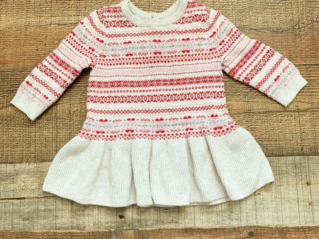 Baby Gap Pink and Red Print Sweater Dress- Size 3-6M Hot on Sale