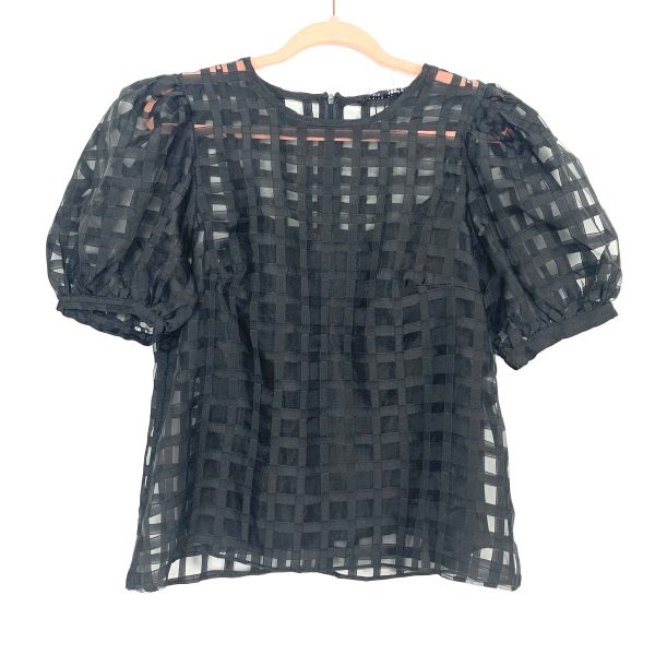 English Factory Black Sheer Puff Sleeve Top NWT- Size M Discount