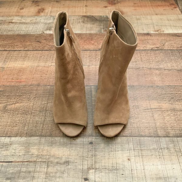 Sam Edelman Tan Suede Peep Toe Side Zipper Booties- Size 8.5 Fashion