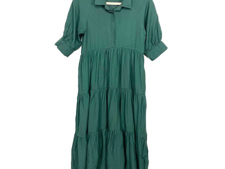 La Ven Forest Green Voluminous Shirt Dress- Size XS Online Sale