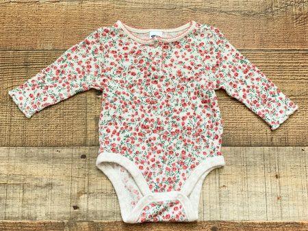 Old Navy Tan Floral Print Onesie- Size 0-3M Online Sale