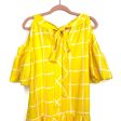 Moon River Yellow White Striped Cold Shoulder Puff Sleeve Dress- Size L Online now