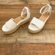 Bamboo White Ankle Wrap Espadrille Sandals- Size 10 For Cheap