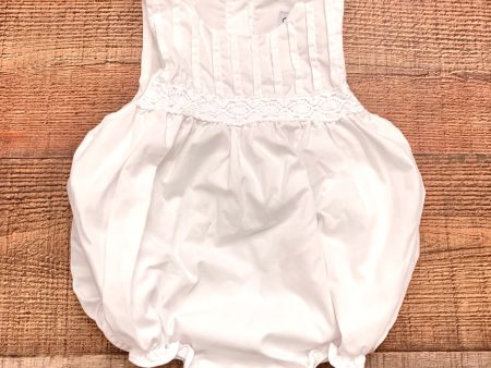 Smockingbird White Front Pleated Crochet Bubble Romper- Size 3M Discount