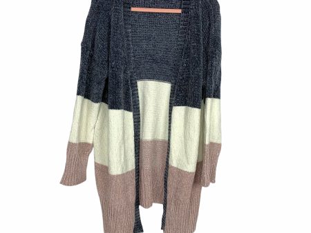 No Brand Grey White Blush Chenille Cardigan- Size XL Online Hot Sale