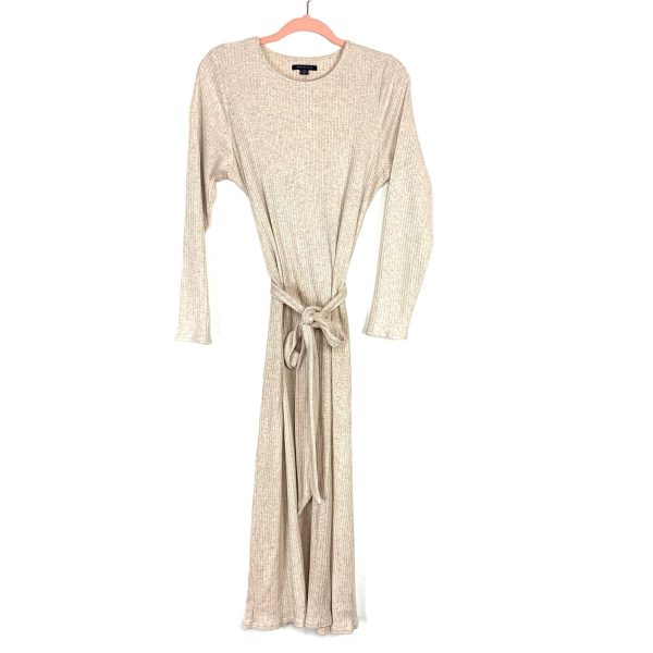 American Eagle Cream Ribbed Belted Sweater Dress- Size L (see notes) For Sale