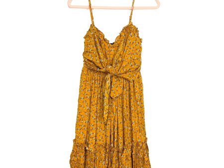 Miscellaneous Mustard Floral Front Tie Dress NWT- Size L Online