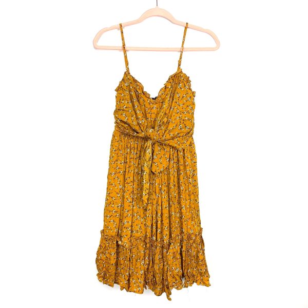 Miscellaneous Mustard Floral Front Tie Dress NWT- Size L Online