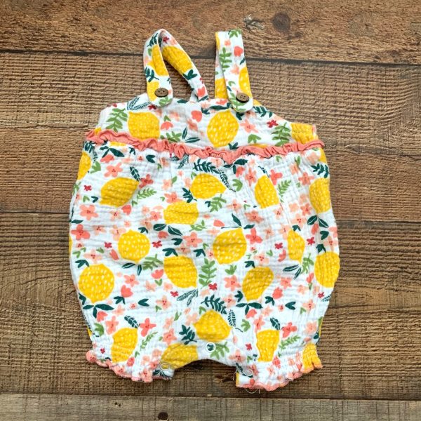 Mudpie Baby Girl Lemon and Floral Print Muslin Romper- Size 0-3M Online