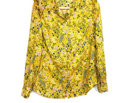 Old Navy Yellow Floral Button Up Top- Size M Tall For Discount