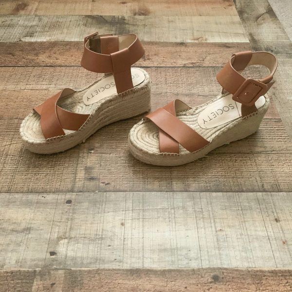 Sole Society Cognac Espadrille Sandals- Size 7 Cheap