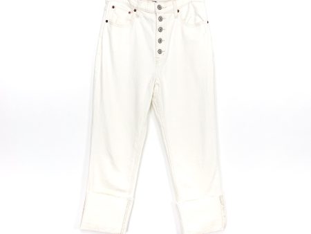 Abercrombie & Fitch White Ultra High Rise Straight Jeans NWT- Size 28 Short (Inseam 23  cuffed as pictured ) For Discount