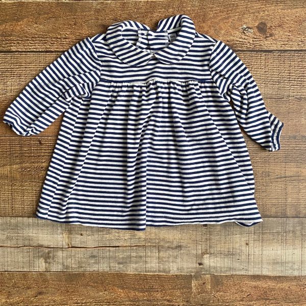 Busy Bees Striped Collared Long Sleeve Dress- Size 9M Online Hot Sale